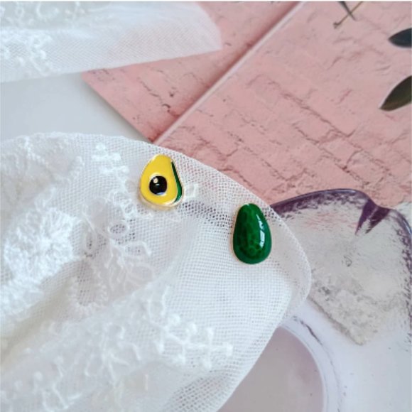🍏50% OFF/3+...Asymmetrical Avocado Stud Earrings - Picture 3 of 7